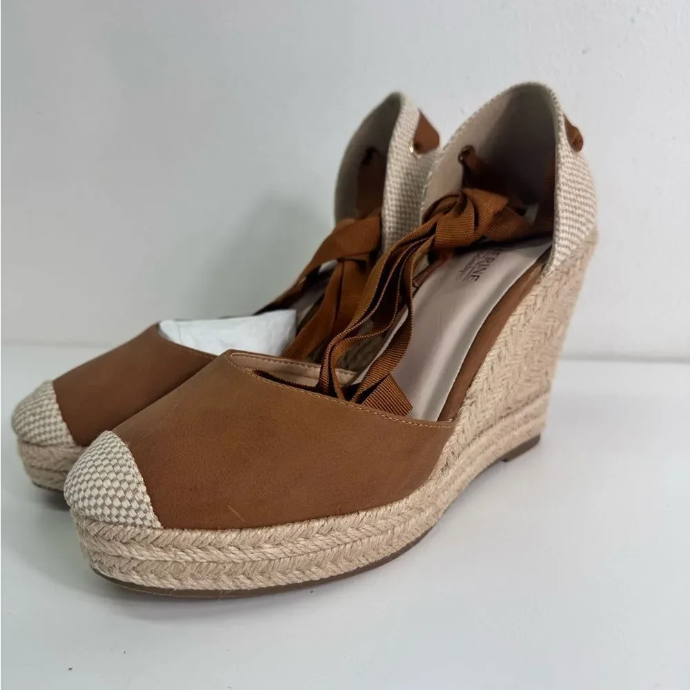 🔥Catherine Malandrino Tan Espadrille Wedges Sz 8 New
